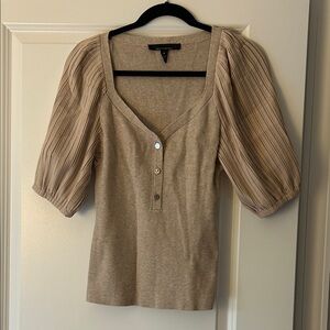 Elegant Tan Puff Sleeve Top